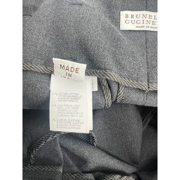 Brunello Cucinelli Virgin Wool Blend Ruffle Waistband Pants in Gray - Picture 11 of 11